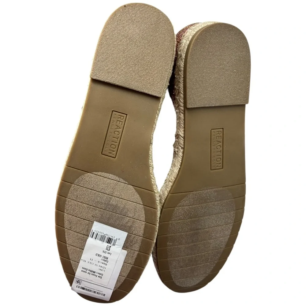 Kenneth Cole Reaction Luna Rose Gold Glitter Espadrille Flats‎ DOrsay 9 Med